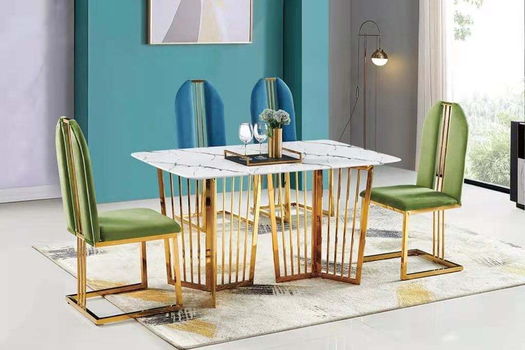 Tavolo da pranzo rettangolare di alta qualità in metallo con mobili cinesi moderni